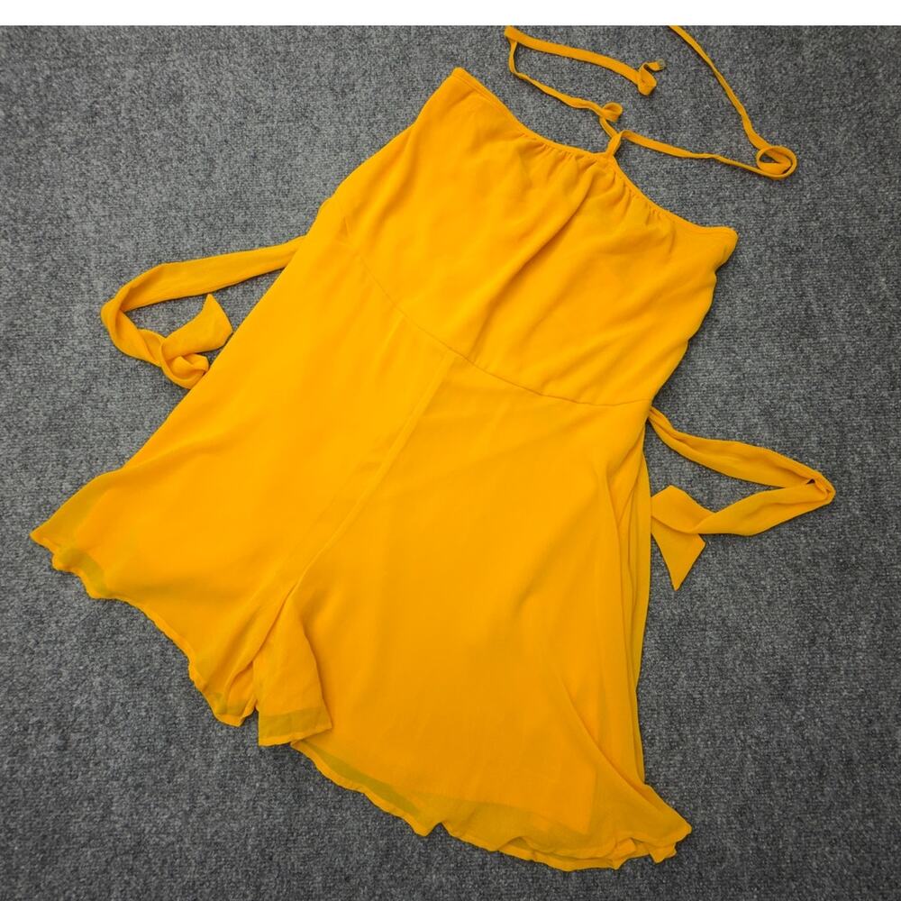 Marciano Guess Womens M Mustard Yellow Halter Romper Chiffon NWT